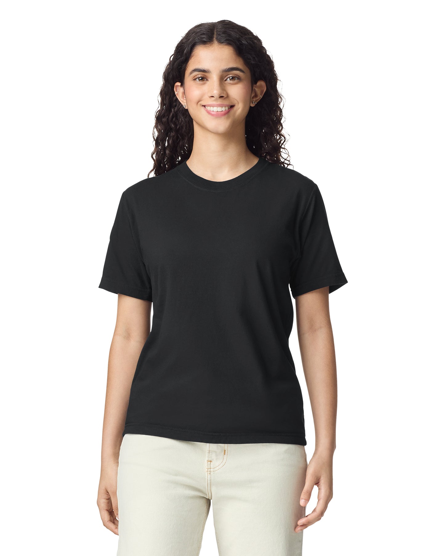 Comfort Colors® 1717 kaos polos wanita hitam, classic crew neck T-shirt with comfortable relaxed fit-black