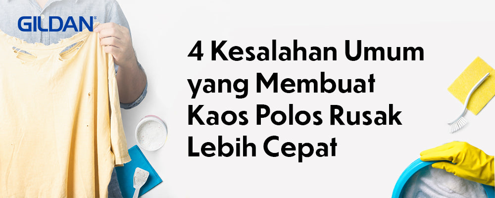 4 kesalahan umum yang membuat kaos polos rusak lebih cepat, ilustrasi kaos Gildan rusak dan perlengkapan mencuci