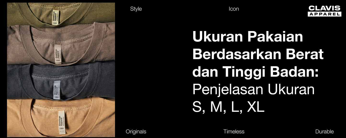 Tumpukan kaos dalam berbagai warna sebagai ilustrasi panduan ukuran pakaian berdasarkan berat dan tinggi badan untuk membantu memilih ukuran S, M, L, dan XL yang paling sesuai dengan bentuk tubuh dan ukuran badan.