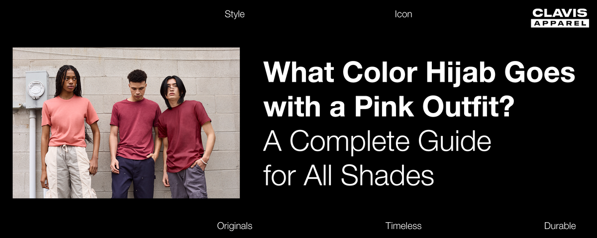 Guide to choosing what color hijab goes with a pink outfit, featuring different shades of pink clothing.